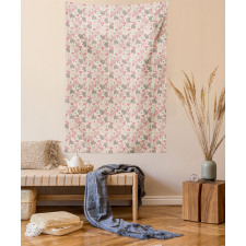 Pastel Flowers Leaves Tapestry