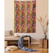 Retro Romantic Blooms Tapestry