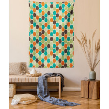 Grunge Colorful Hexagons Tapestry