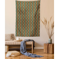 Retro Grid Triangles Tapestry