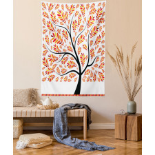 Tangerine Leaves Tree Tapestry