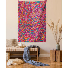 Colorful Vibrant Waves Tapestry