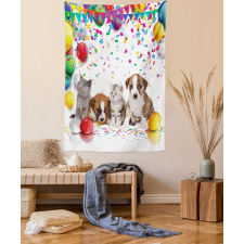 Cat and Dog Party Tapestry