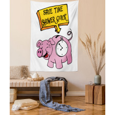 Save Time Shower Quick Piggy Tapestry