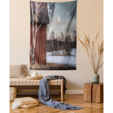 House Trees Winter Season Tapestry