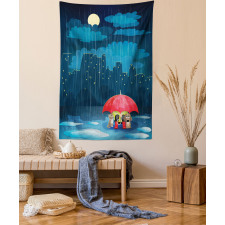 Cartoon Animal under Rain Tapestry