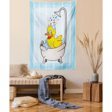 Cartoon Mascot in Bathtub Tapestry