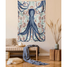 Animal on Retro Flowers Tapestry