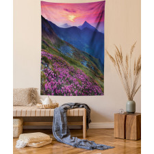 Floral Mountains Dusk Tapestry