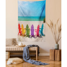 Colorful Wooden Deckchairs Tapestry