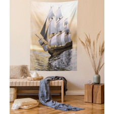 Ship Sailing on Ocean Tapestry