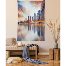 Buildings Dawn Reflection Tapestry