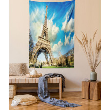 Eiffel Tower Autumn Trees Tapestry