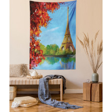 Autumn Eiffel Tower Painting Tapestry