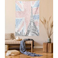 Eiffel Tower on Union Jack Tapestry