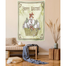 Vintage Ribbon Basket Eggs Tapestry