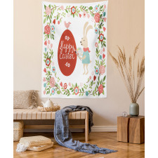 Egg Bunny Bloom Floral Frame Tapestry