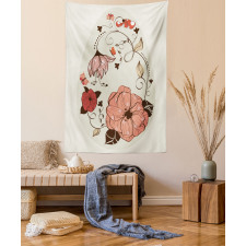 Flowers Ornate Egg Shape Tapestry