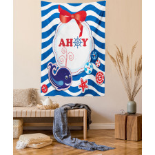 Marine Ahoy Cartoon Whale Tapestry