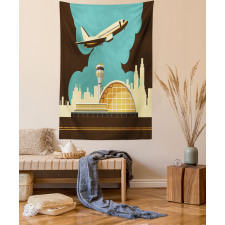 Airfield Plane and City Tapestry