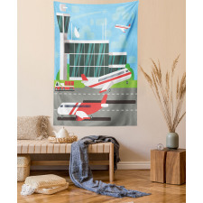 Departure Plane from Runway Tapestry