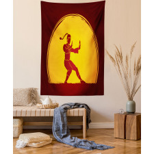 Bicolour Karate Pose Moon Tapestry