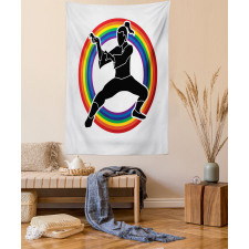 Karate on Rainbow Circle Tapestry