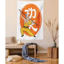 Shaolin Monk in Wushu Pose Tapestry