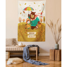 Hello Autumn Cartoon Tapestry