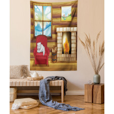 Sleepy Cat Rustic House Tapestry