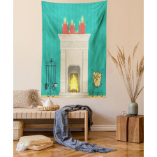 Classic Log Fire Candles Tapestry