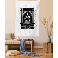 Vintage Log Fire Image Tapestry