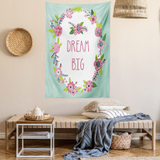 Dream Big in Floral Wreath Tapestry