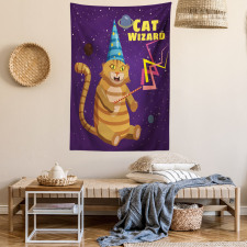 Cat Wizard Funny Cartoon Tapestry