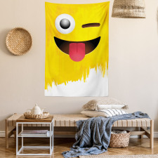 Winked Tongue Smiley Tapestry