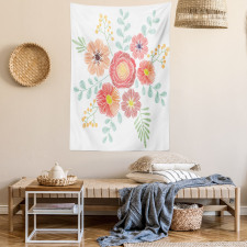 Pastel Folkloric Flowers Tapestry