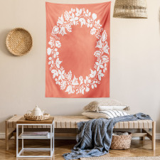 Monochrome Botany Wreath Tapestry