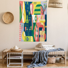 Abstract Modern Food Tapestry