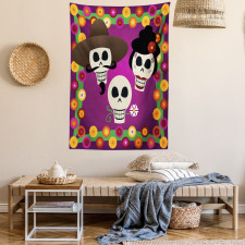 Folk Sugar Skulls Tapestry