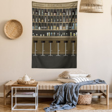 Bar Stools and Bottles Tapestry