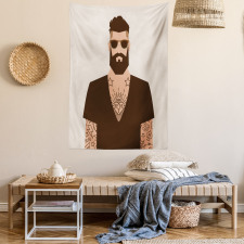 Tattooed Hipster Cartoon Tapestry