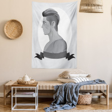 Greyscale Beardless Boy Tapestry