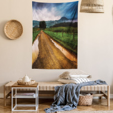 Puddles on Dirt Road Tapestry