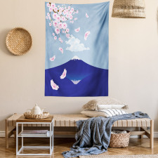 Mountain and Cherry Blossoms Tapestry