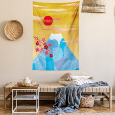 High Cliff Silhouette Flowers Tapestry