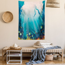 Underwater Elements Diver Tapestry