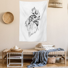 Rooster Head Portrait Tapestry