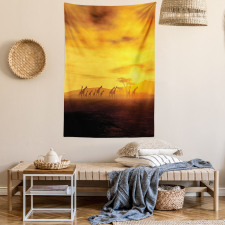 Dramatic Sunset Giraffes Tapestry