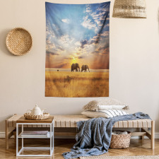 Elephants Untouched Land Tapestry