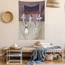 Ballerinas Stage Sketch Tapestry